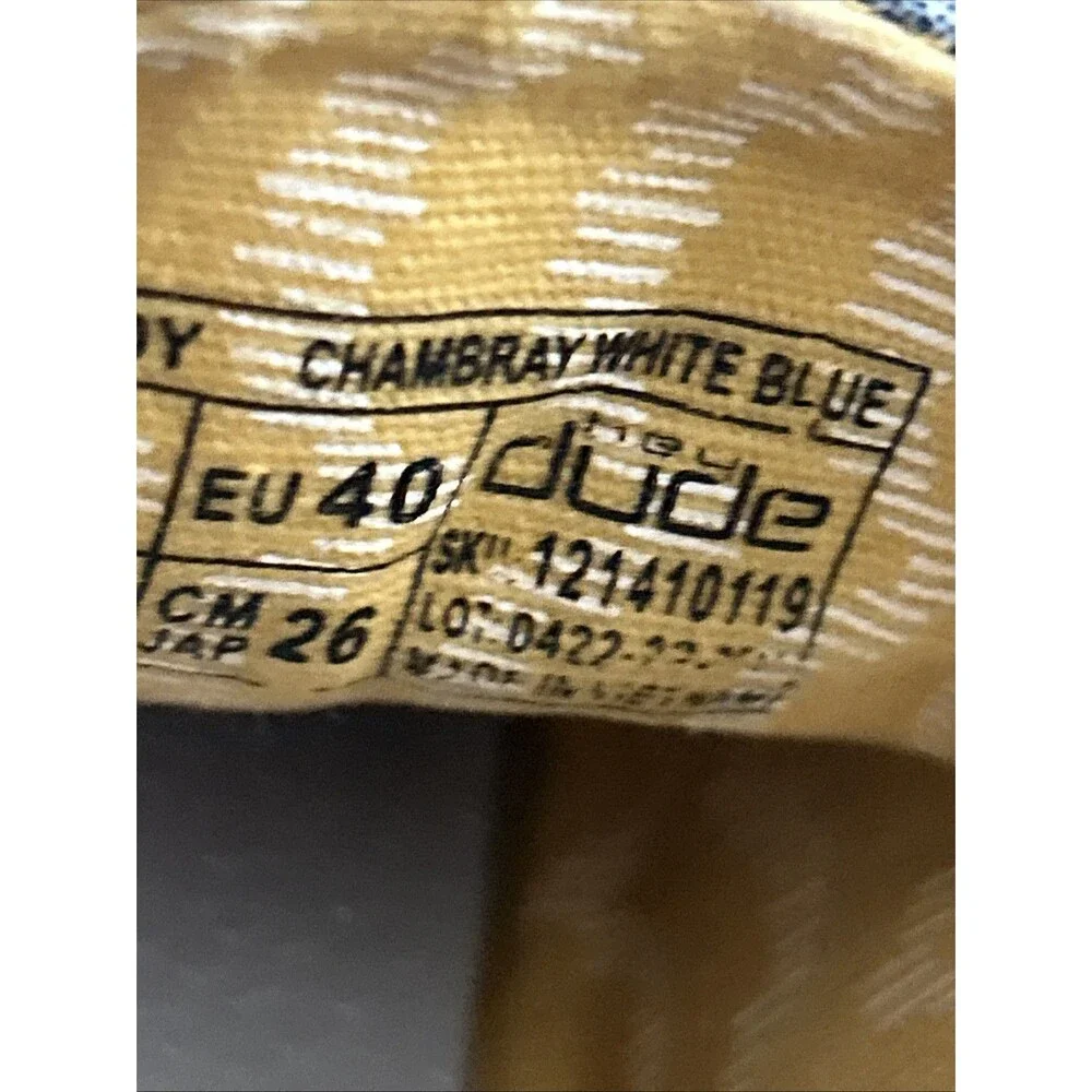 Hey Dude Wendy  Chambray White/Blue Size 9 Used No Box